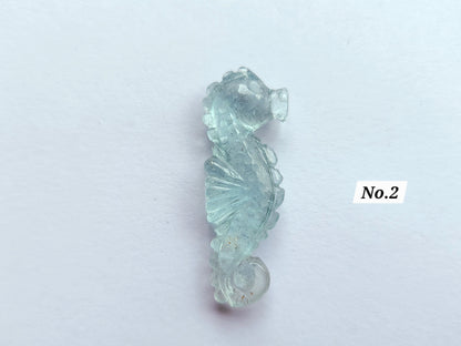 Natural Aquamarine Carved Sea Horse | Gemstone Fish Carvings