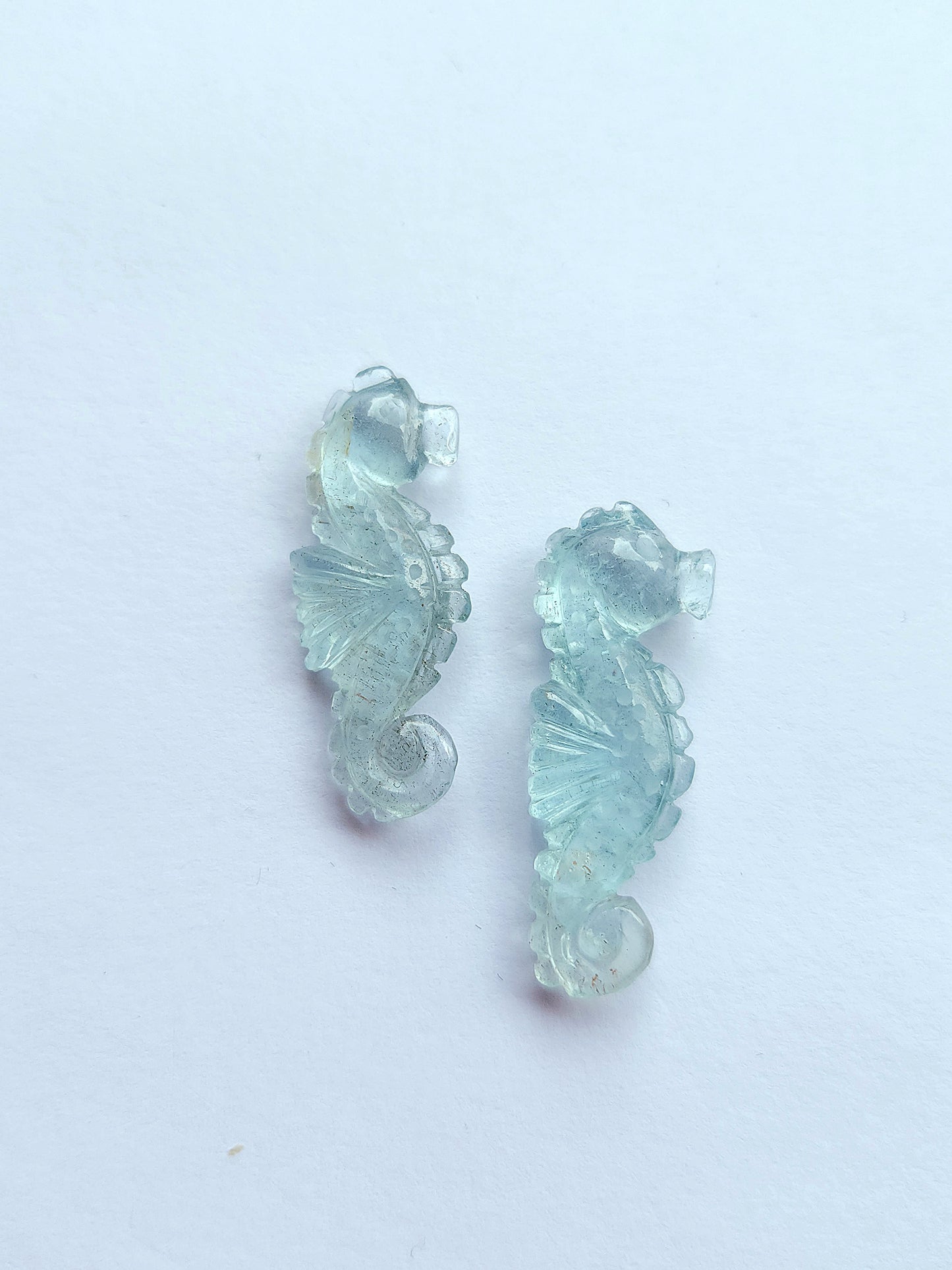 Natural Aquamarine Carved Sea Horse | Gemstone Fish Carvings