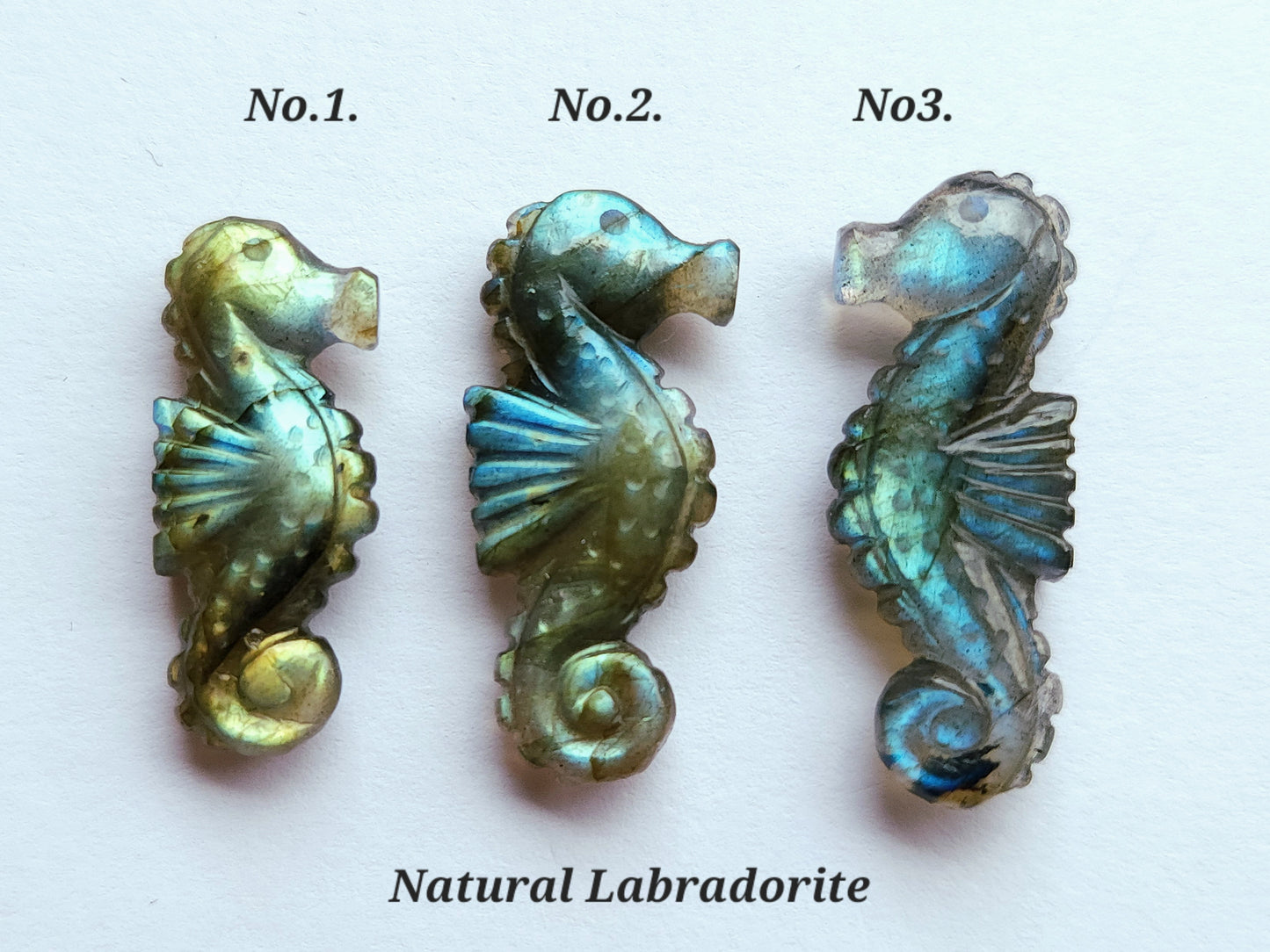 Natural Labradorite Carved Sea Horse | Gemstone Fish Carvings