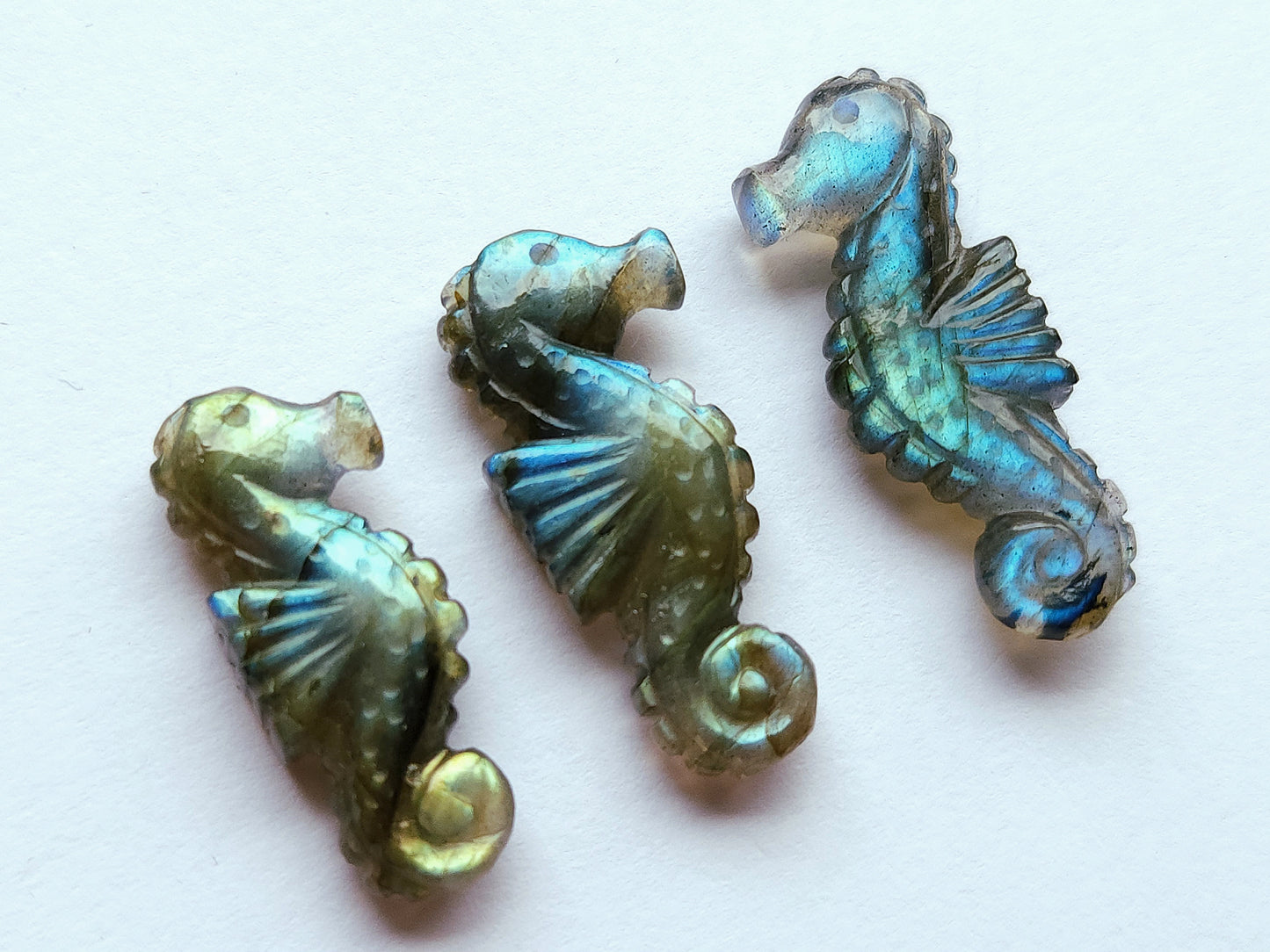 Natural Labradorite Carved Sea Horse | Gemstone Fish Carvings