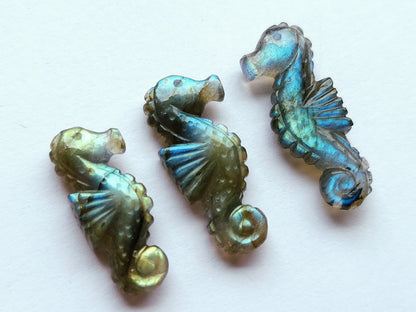 Natural Labradorite Carved Sea Horse | Gemstone Fish Carvings