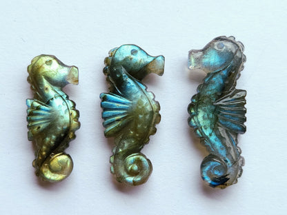 Natural Labradorite Carved Sea Horse | Gemstone Fish Carvings