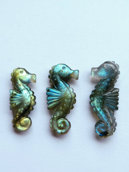 Natural Labradorite Carved Sea Horse | Gemstone Fish Carvings