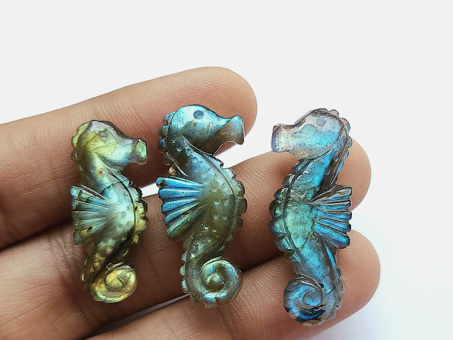 Natural Labradorite Carved Sea Horse | Gemstone Fish Carvings
