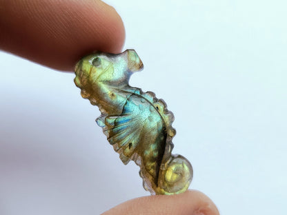 Natural Labradorite Carved Sea Horse | Gemstone Fish Carvings