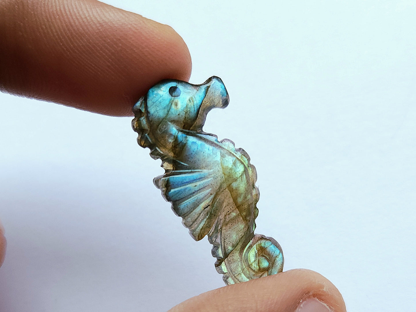 Natural Labradorite Carved Sea Horse | Gemstone Fish Carvings