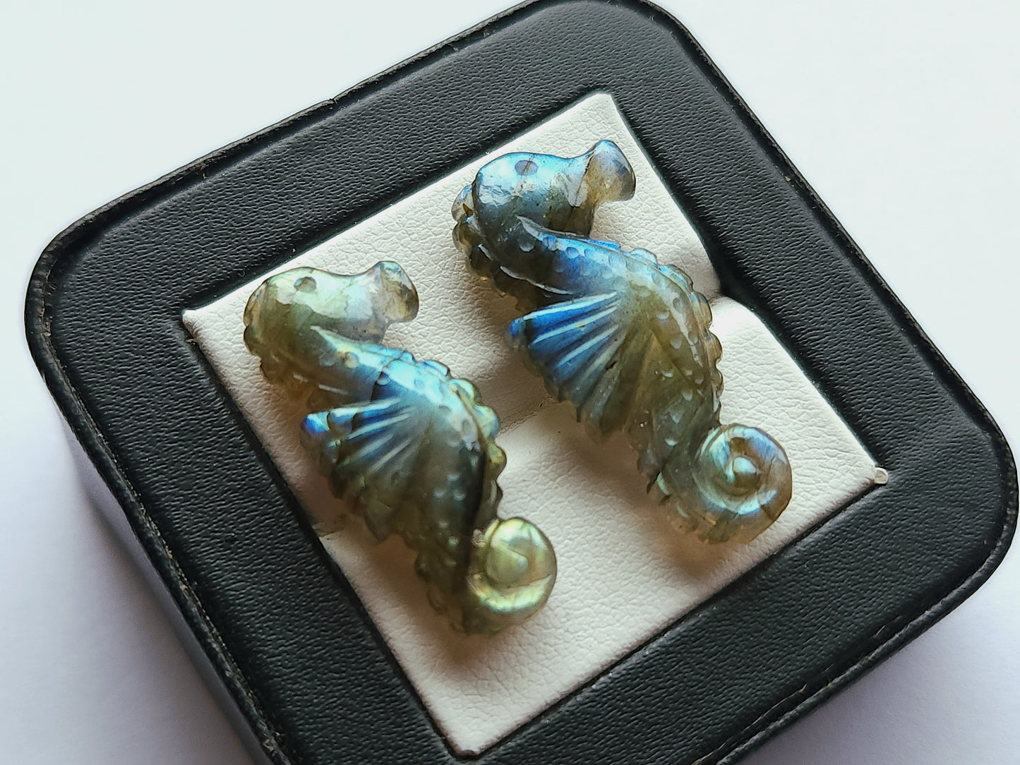 Natural Labradorite Carved Sea Horse | Gemstone Fish Carvings