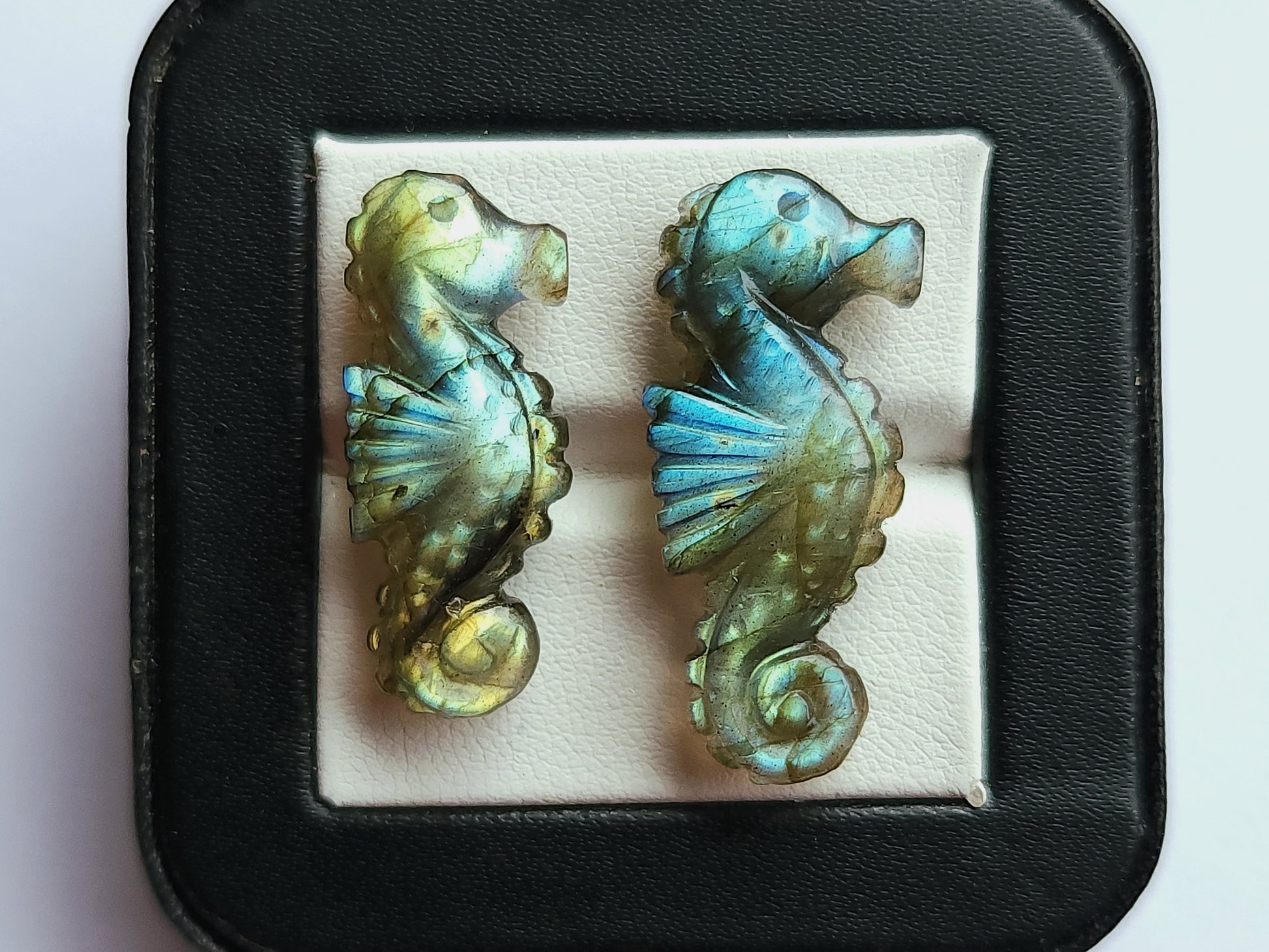 Natural Labradorite Carved Sea Horse | Gemstone Fish Carvings 