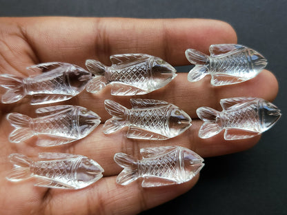 Natural Crystal Quartz Hand-Carved Fish | Fish Carvings