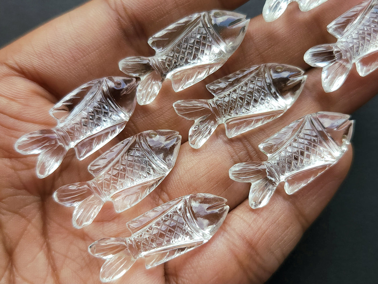 Natural Crystal Quartz Hand-Carved Fish | Fish Carvings