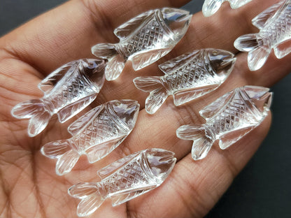 Natural Crystal Quartz Hand-Carved Fish | Fish Carvings