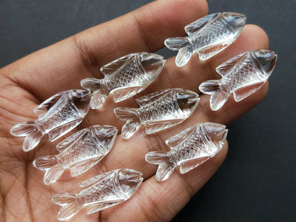 Natural Crystal Quartz Hand-Carved Fish | Fish Carvings