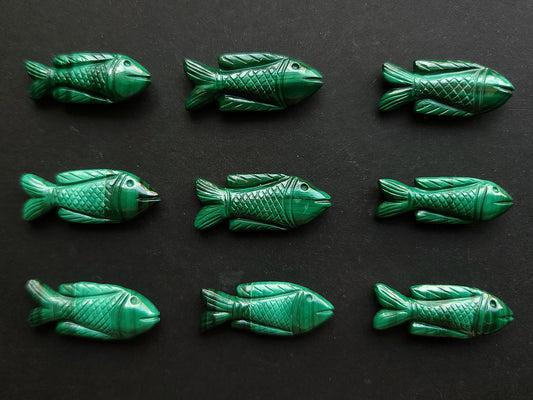 Natural Malachite Hand-Carved Fish