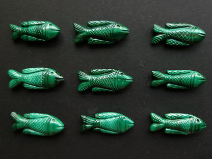 Natural Malachite Hand-Carved Fish
