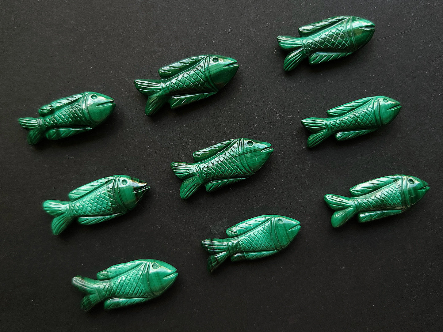 Natural Malachite Hand-Carved Fish