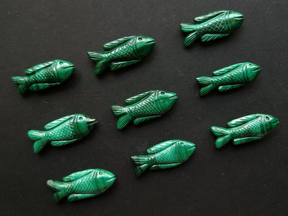 Natural Malachite Hand-Carved Fish