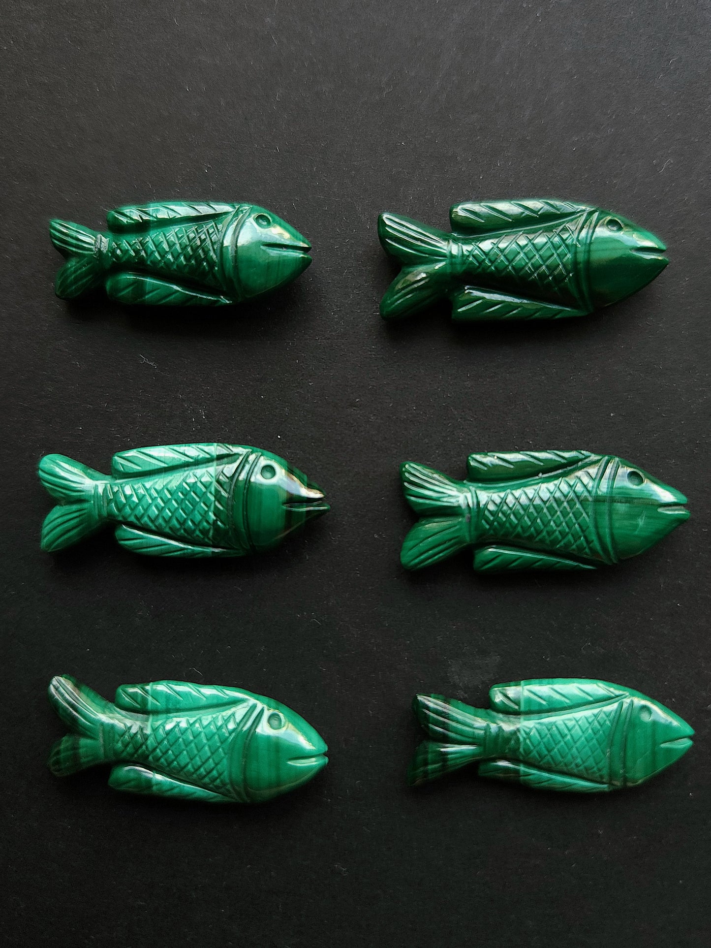 Natural Malachite Hand-Carved Fish