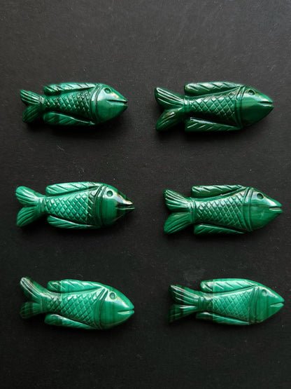 Natural Malachite Hand-Carved Fish