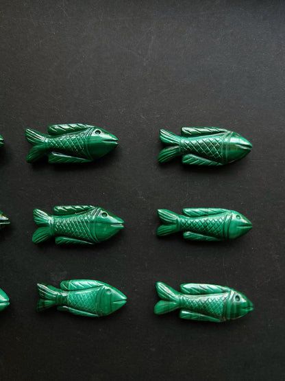 Natural Malachite Hand-Carved Fish