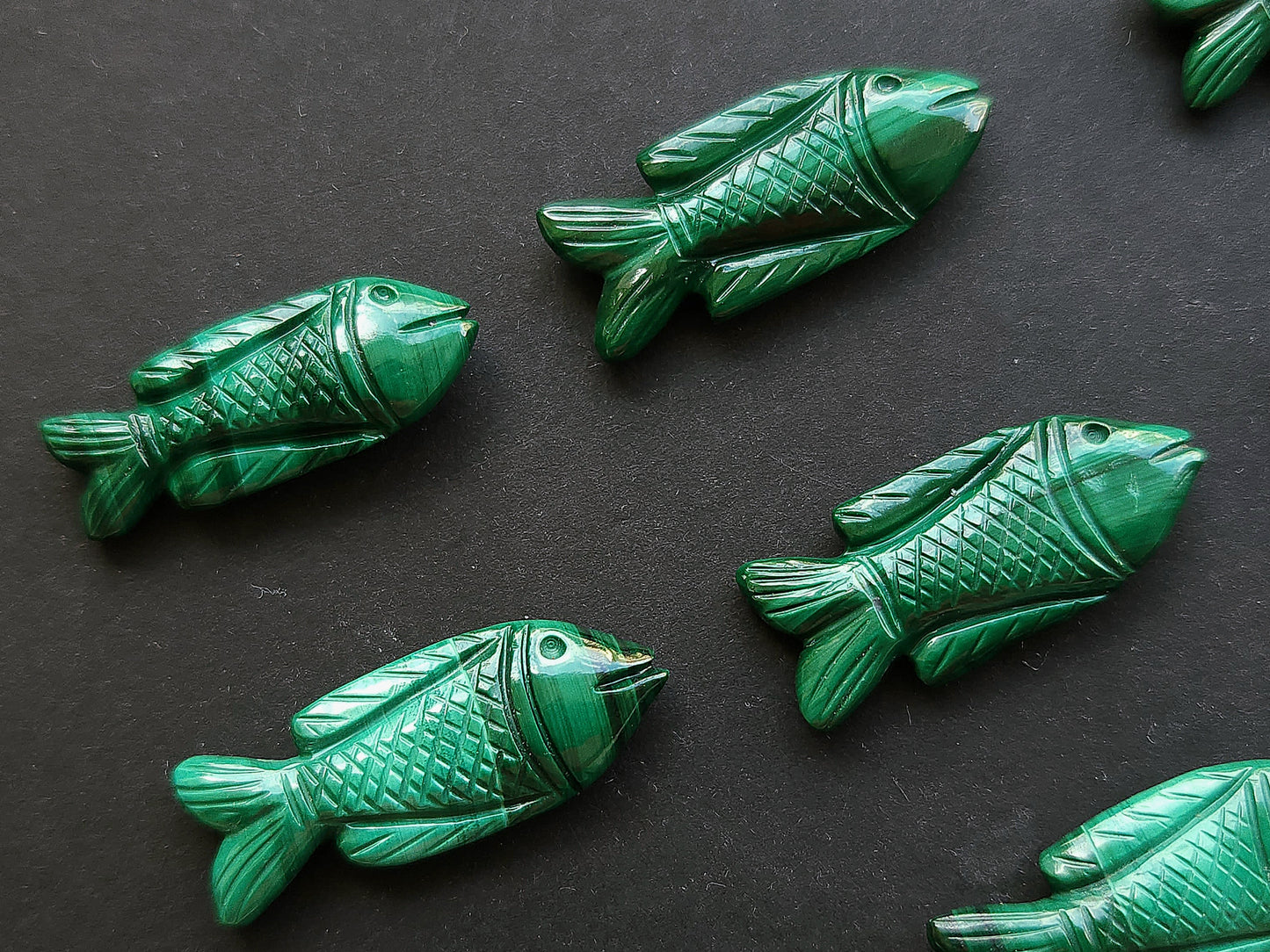 Natural Malachite Hand-Carved Fish