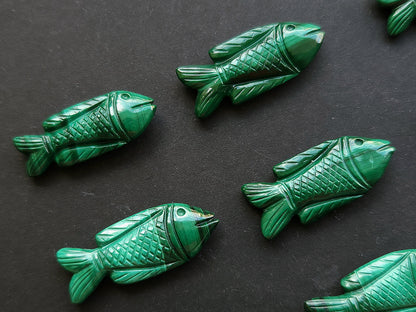 Natural Malachite Hand-Carved Fish