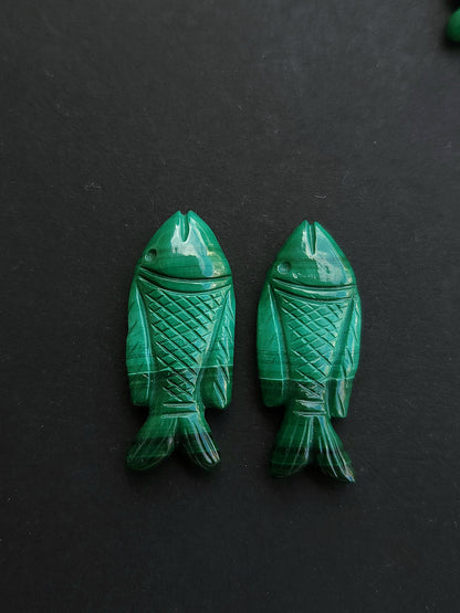 Natural Malachite Hand-Carved Fish