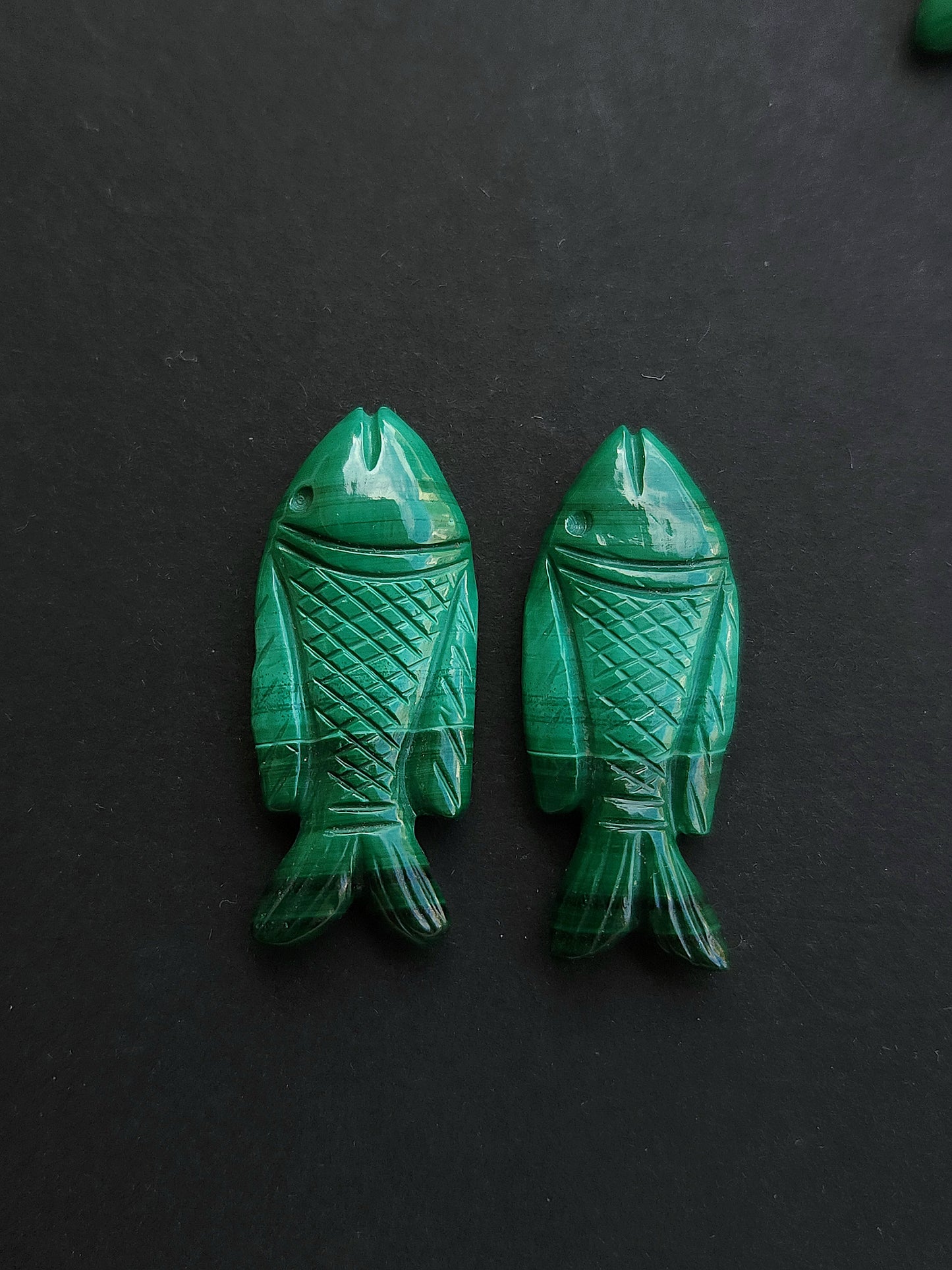 Natural Malachite Hand-Carved Fish