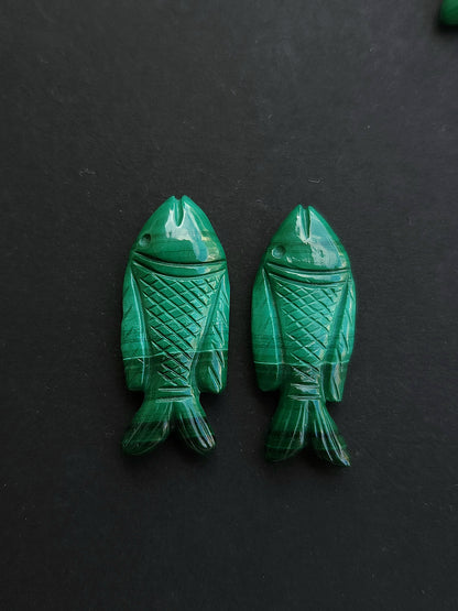Natural Malachite Hand-Carved Fish