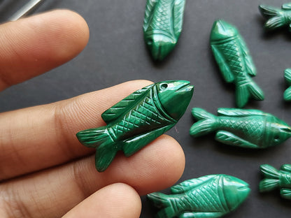 Natural Malachite Hand-Carved Fish