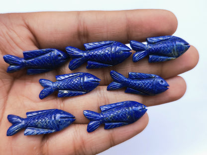 Natural Lapis Lazuli Hand-Carved Fish | Fish Carvings