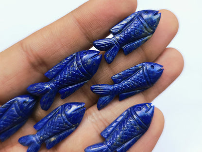 Natural Lapis Lazuli Hand-Carved Fish | Fish Carvings