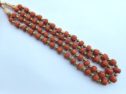 Natural Italian Coral Carved Melons Beads | Red Coral Gemstone