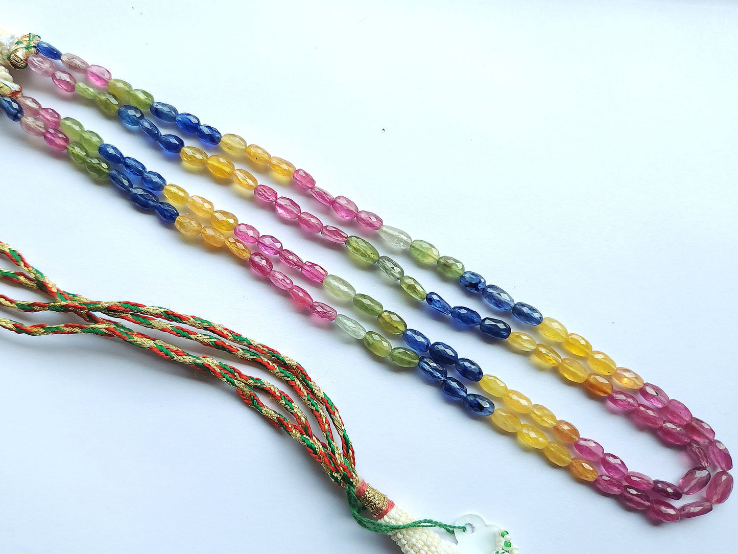 Natural Multi Sapphire Faceted Oval Beads