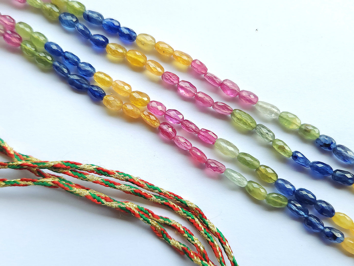 Natural Multi Sapphire Faceted Oval Beads