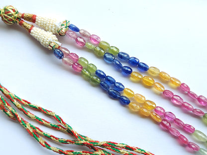 Natural Multi Sapphire Faceted Oval Beads