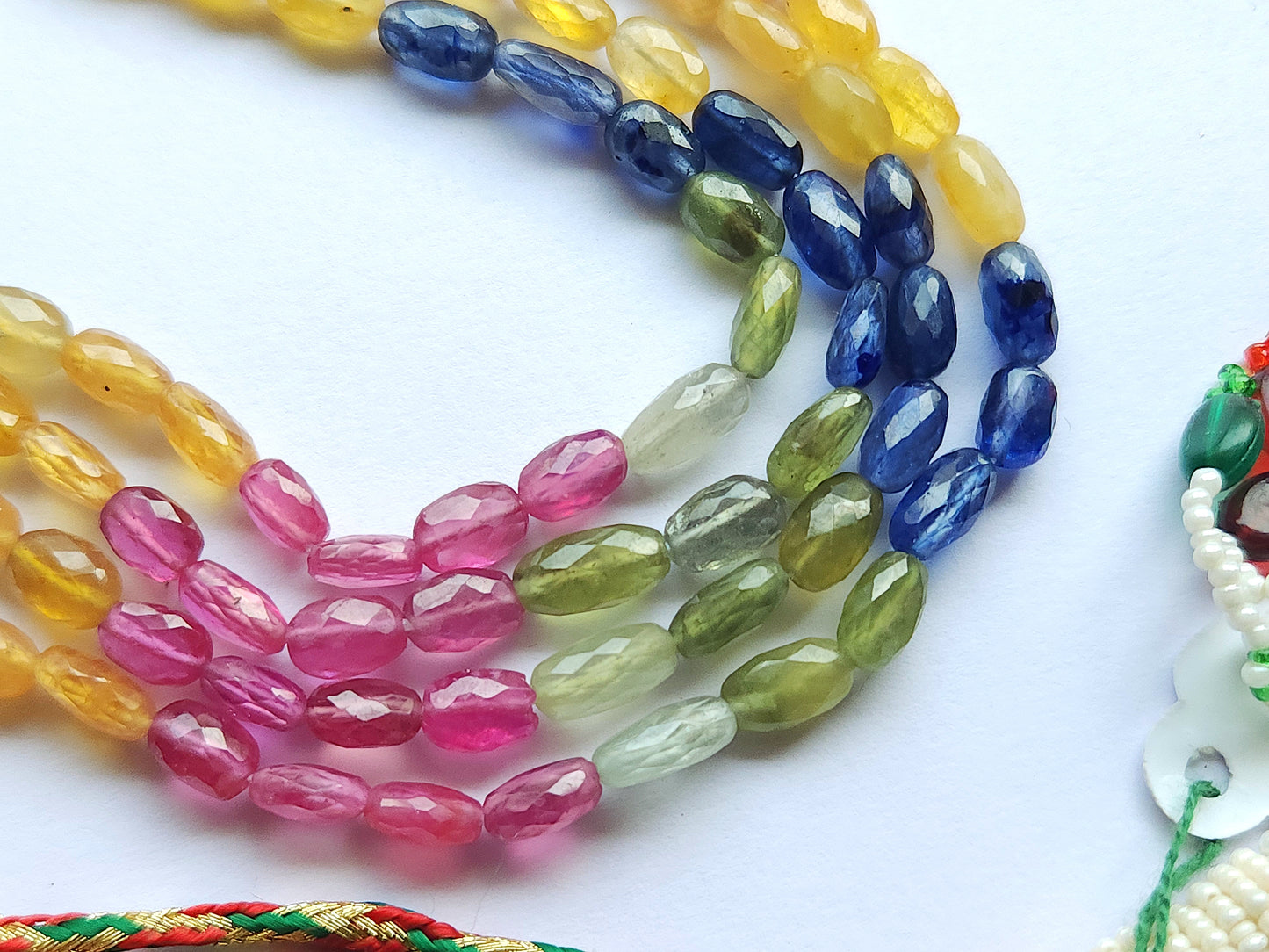 Natural Multi Sapphire Faceted Oval Beads