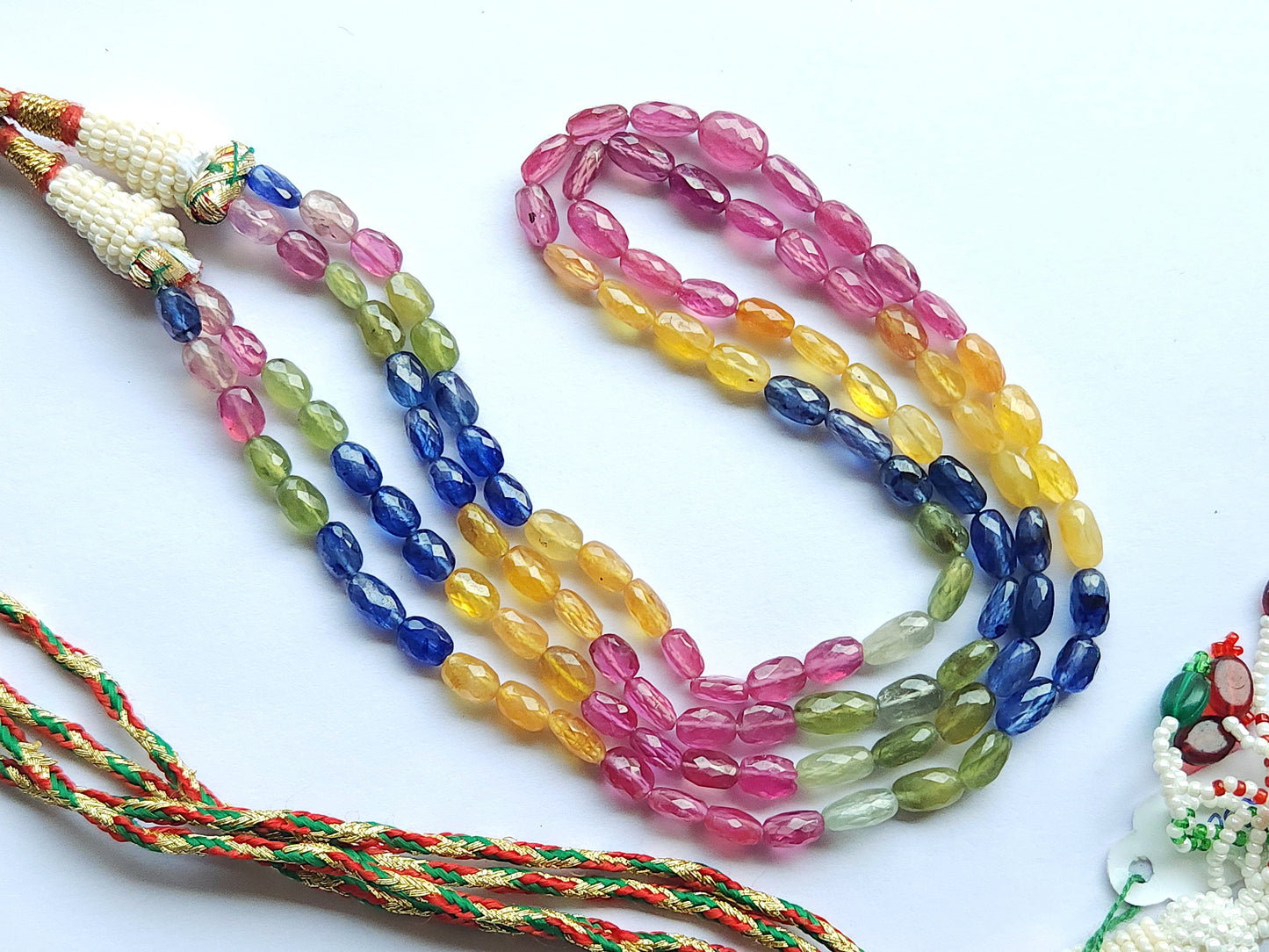 Natural Multi Sapphire Faceted Oval Beads