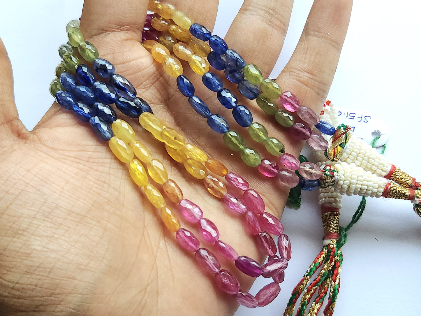 Natural Multi Sapphire Faceted Oval Beads