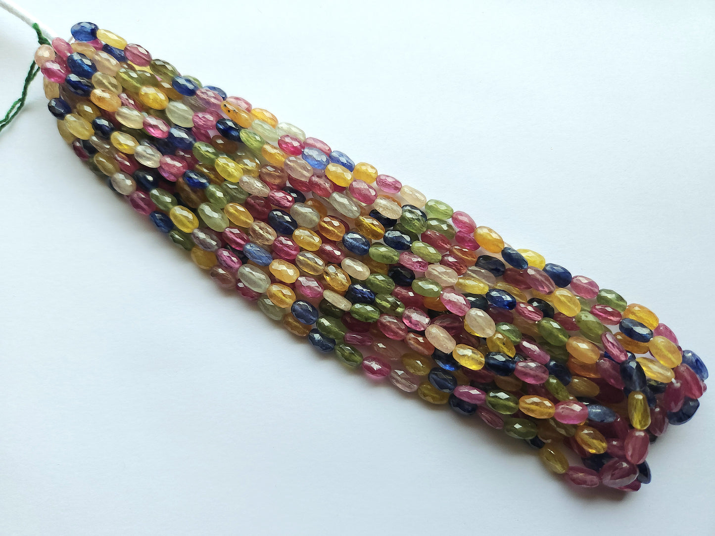 Natural Multi Sapphire Faceted Oval Beads