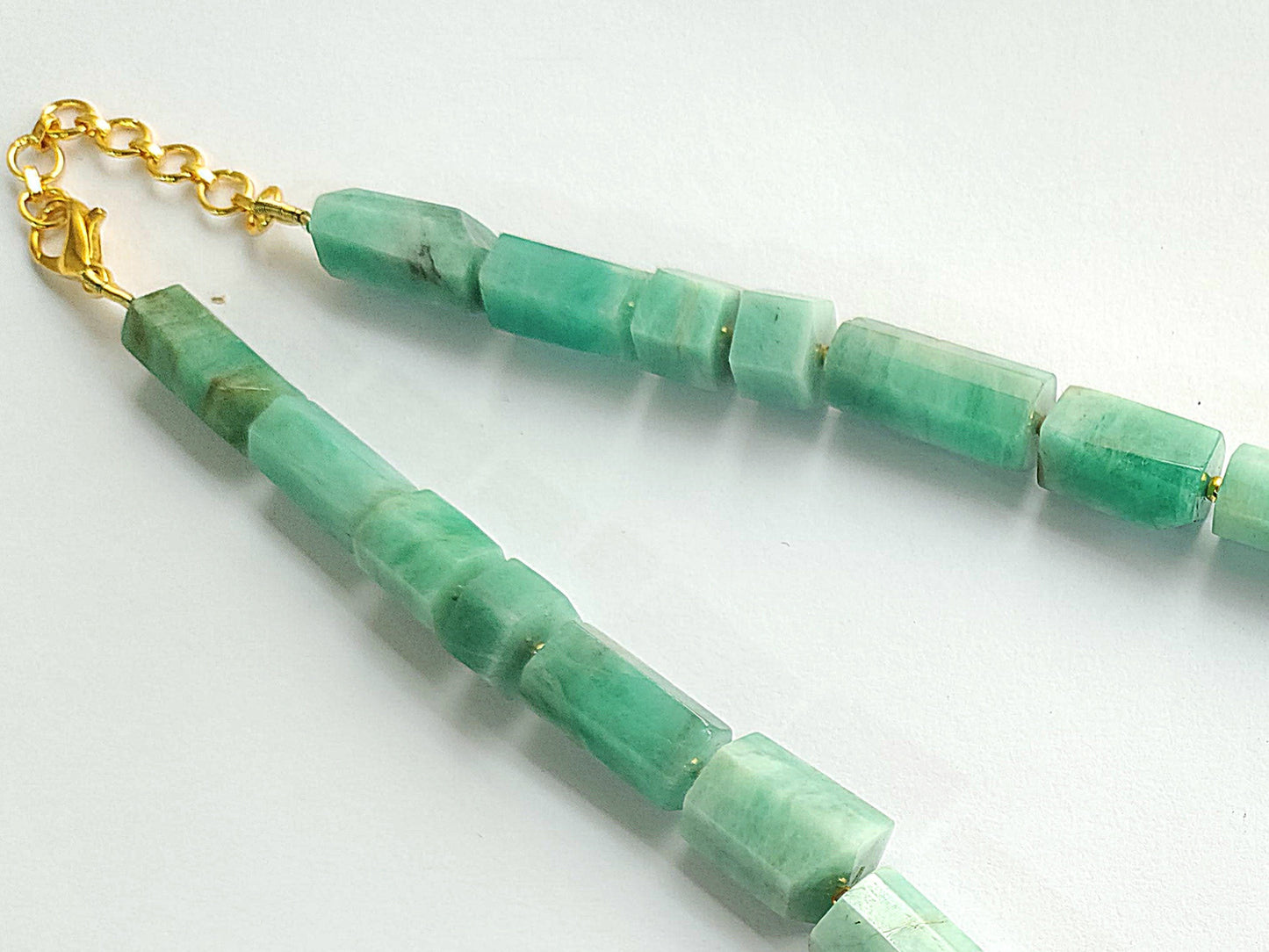 Natural Emerald Faceted Cylindrical Beads for Beaded Necklaces and Jewelry