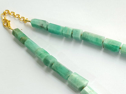 Natural Emerald Faceted Cylindrical Beads for Beaded Necklaces and Jewelry