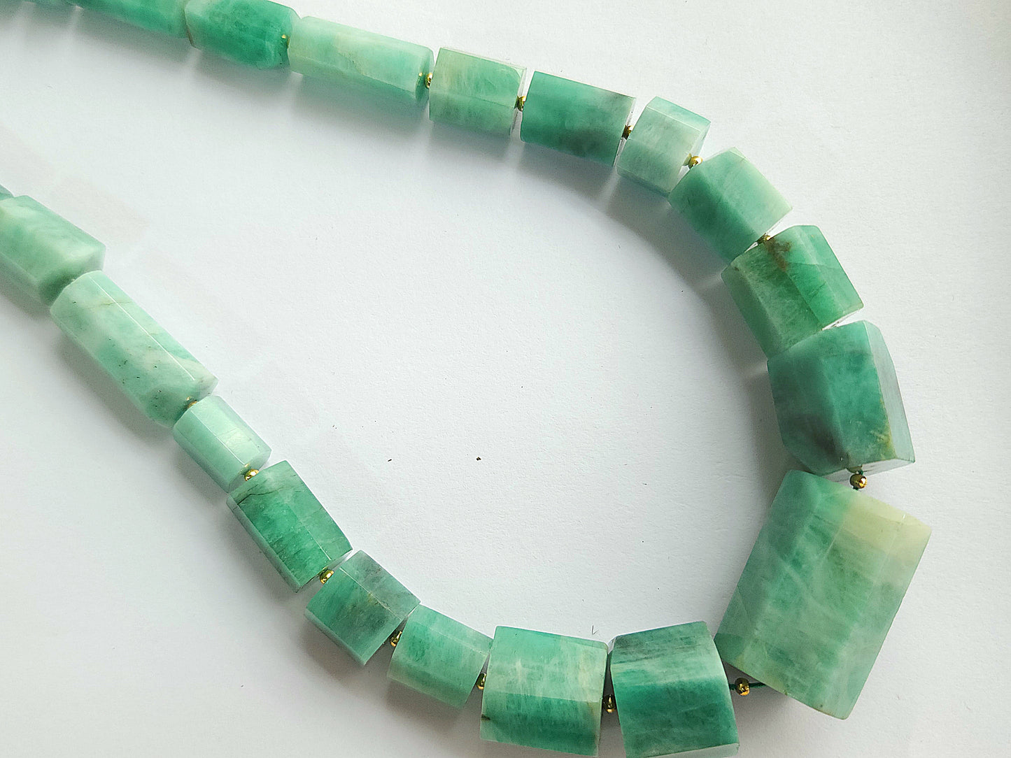 Natural Emerald Faceted Cylindrical Beads for Beaded Necklaces and Jewelry
