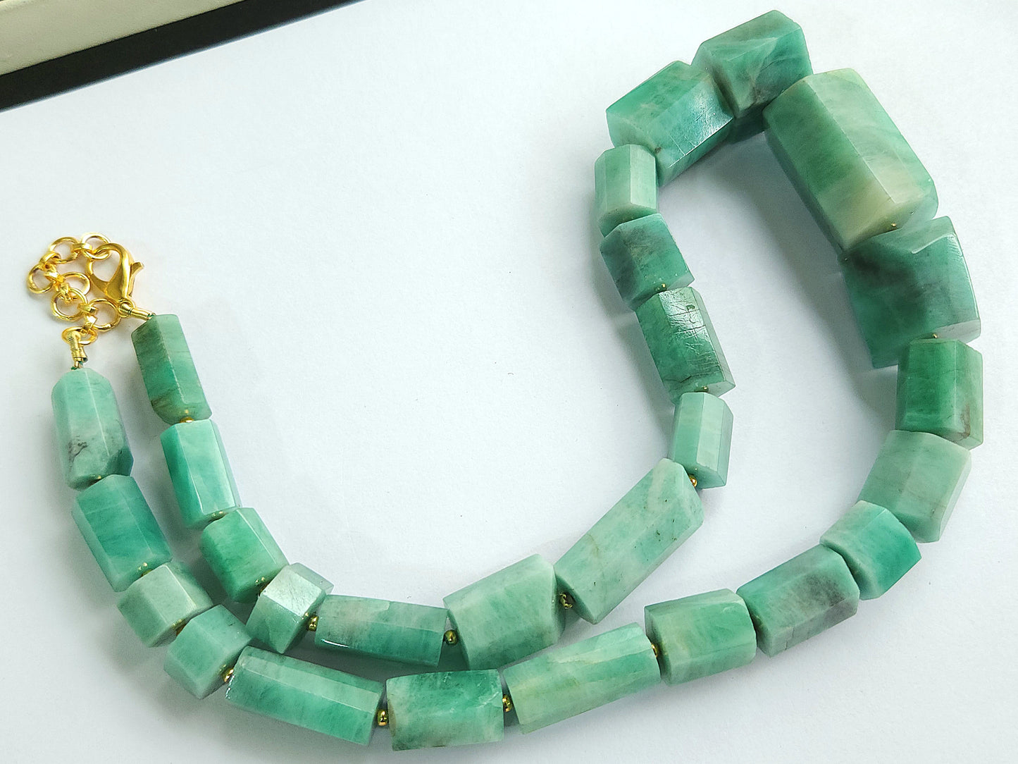 Natural Emerald Faceted Cylindrical Beads for Beaded Necklaces and Jewelry