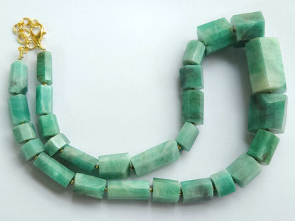 Natural Emerald Faceted Cylindrical Beads for Beaded Necklaces and Jewelry