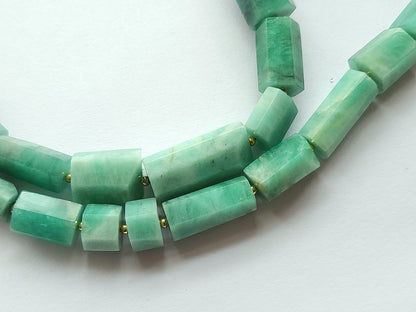 Natural Emerald Faceted Cylindrical Beads for Beaded Necklaces and Jewelry