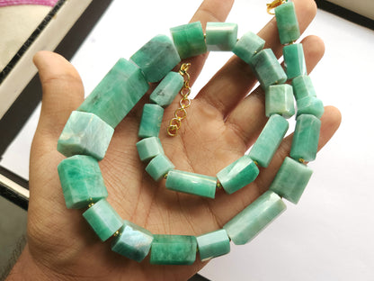 Natural Emerald Faceted Cylindrical Beads for Beaded Necklaces and Jewelry