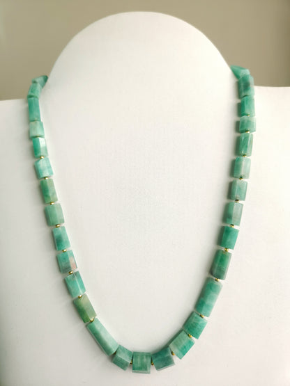 Natural Emerald Faceted Cylindrical Beads for Beaded Necklaces and Jewelry