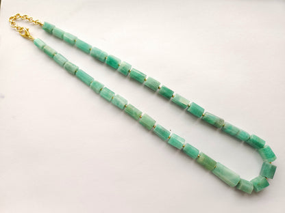 Natural Emerald Faceted Cylindrical Beads for Beaded Necklaces and Jewelry