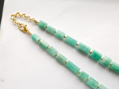 Natural Emerald Faceted Cylindrical Beads for Beaded Necklaces and Jewelry