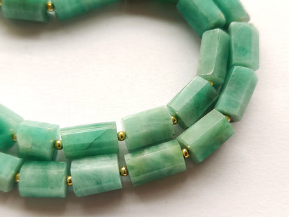 Natural Emerald Faceted Cylindrical Beads for Beaded Necklaces and Jewelry